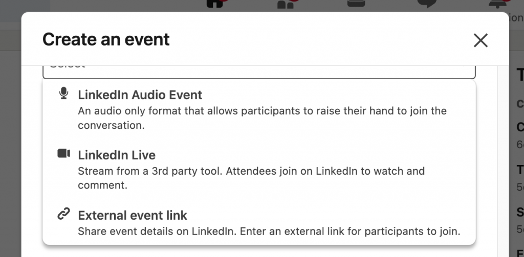 Types of LinkedIn events